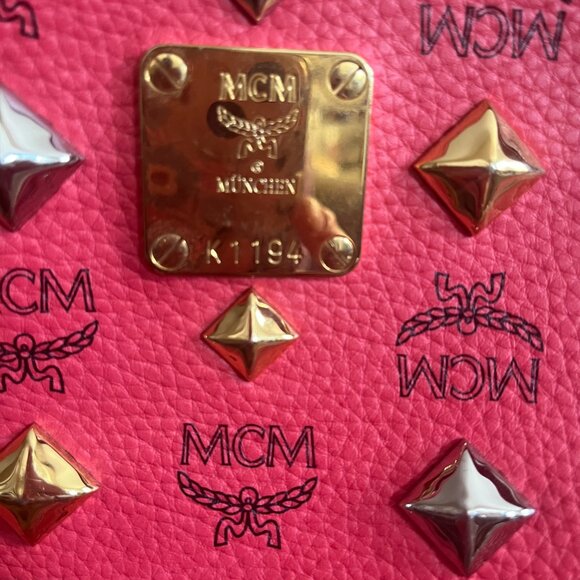 MCM Stark Backpack in a Hot Pink Visetos coated canvas with stud embellishments - Picture 3 of 8